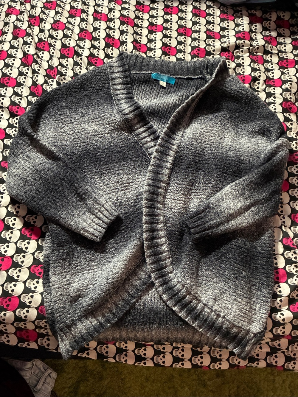 Grey striped cardigan sweater